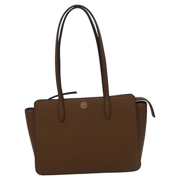 Tory Burch Small Robinson Tote Bag in Brown Pebbled Leather - Picture 1 of 10
